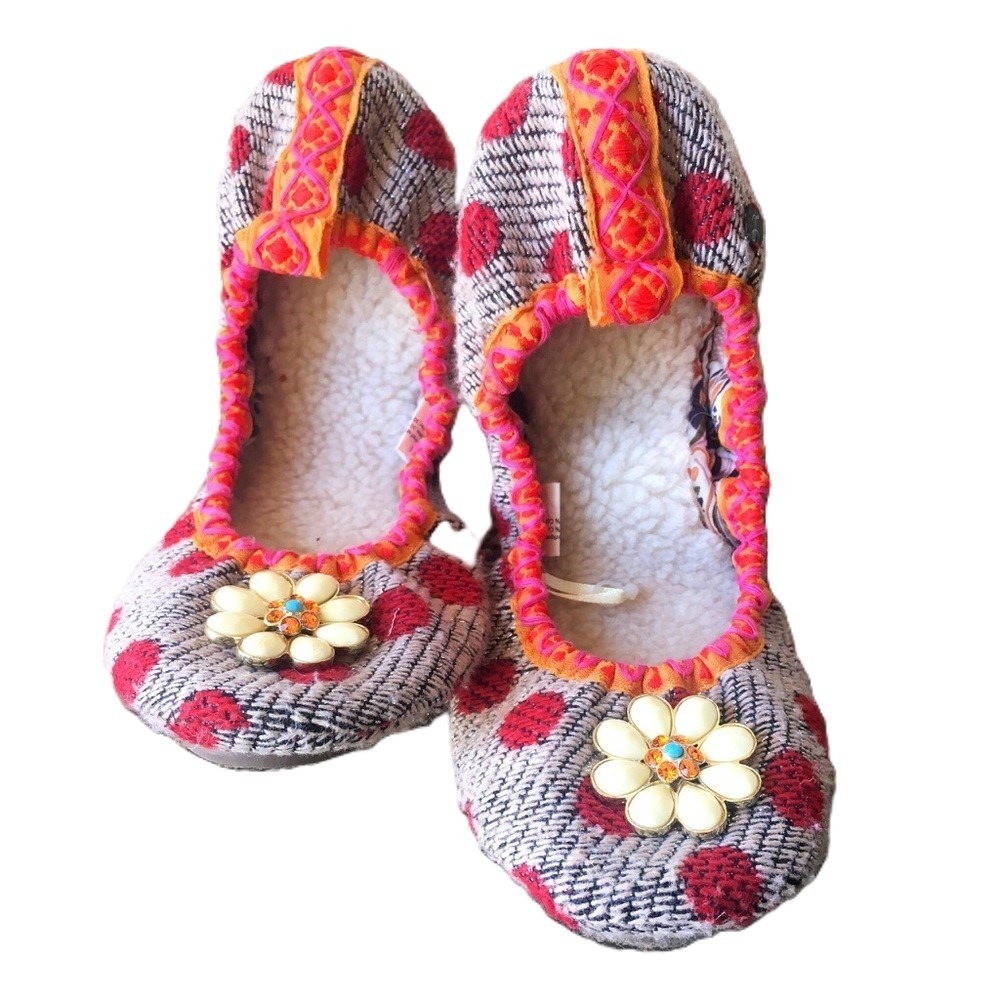 Anthropologie Callowhill Lawrence Polka Dot Sherpa Ballet Slipper Flats Boho W10